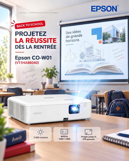 Epson CO-W01 : Projecteur WXGA Polyvalent pour l'Éducation et le Bureau